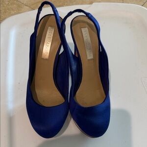 BCBGMaxAzria Cobalt Blue Satin Slingback Pumps
